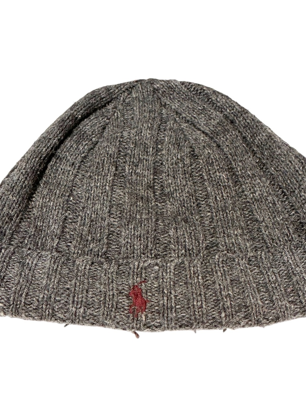 Polo Ralph Lauren Men’s Grey Wool Ribbed Knit Beanie One Size
